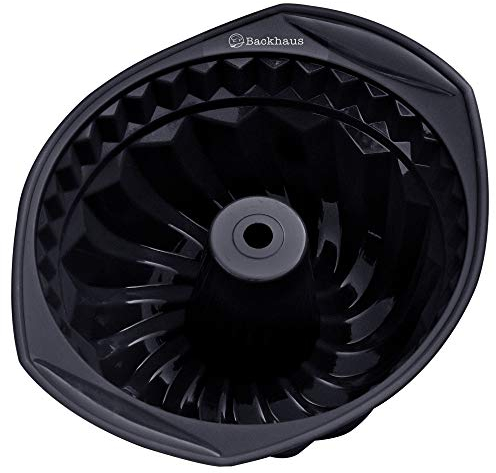 Backhaus Moule à Kouglof Anti-Adhérent en Silicone Platine, Moule à Gâteau Antiadhésif pour Savarin, Brioche et Pannetone | Noir