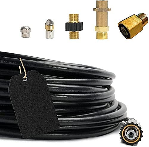 Rohrreinigungsschlauch - PROFESSIONAL (6-Teilig) für Kärcher Kränzle Professional HD HDS 63900290 & 57630400 Anschluss 1/8 AG : M22 x 1,5 IG & Bajonett-Adapter Messing M22 x 1,5 AG & EASY!LOCK (15)