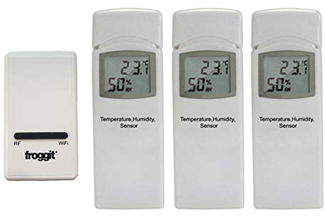 froggit DP1500 Wi-Fi Wetterserver Funk Wetterstation USB Dongle inkl. 3 Thermo-Hygrometer Funksensor von froggit
