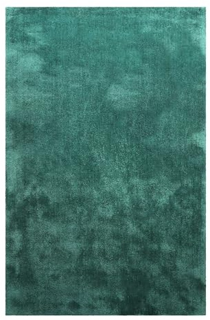 Homie Living Teppich - Läufer, kuschelig weich und sehr flauschig, Hochflor, Shaggy bestens geeignet für Wohnzimmer, Flur, Schlafzimmer, Kinderzimmer I Pisa I (80 x 150 cm, Smaragdgrün)