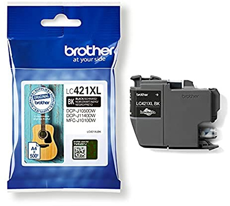 Brother LC421XLBK Cartucho original de tinta de alta capacidad para las impresoras MFCJ1010DW y DCPJ1050DW, Duración estimada: hasta 500 páginas (según ISO/IEC 24711), Negro