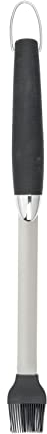 WENKO Silikonpinsel BBQ, Black Outdoor Kitchen Grill-Pinsel aus schwarzem Silikon & rostfreiem Edelstahl mit hitzebeständigem Haltegriff TPR Kunststoff, 4,2 x 43 2,4 cm, Silber Matt, 55005100