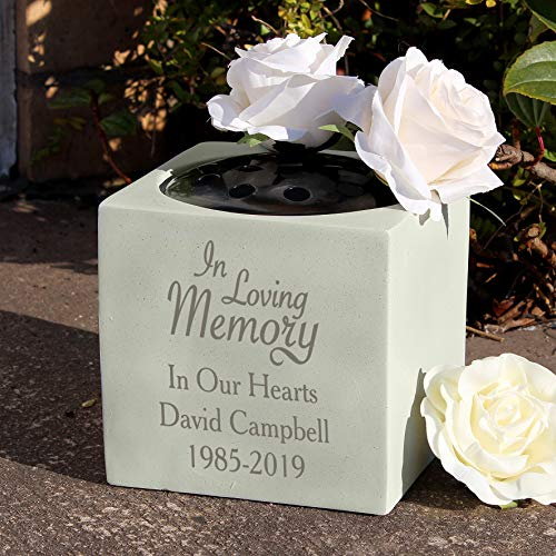 Custom Personalised In Loving Memory Memorial Graveside Flower Holder Vase Rose Bowl Engraved with Custom Message