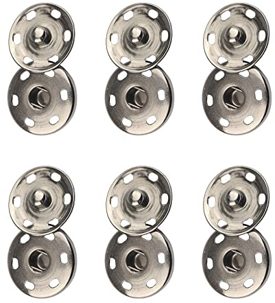 Press Studs Snap Fasteners 15mm Metal Heavy Duty Rust Proof for Clothes DIY | 12 Sets 15mm Sew-On Snap Buttons, Perfect for Clothing, Handbags, Leather, DIY Crafts; Rustproof Metal with Strong Grip.