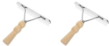 Balacoo 2 Pcs Undercoat Rake for Dogs, Pet Horse Hair Comb with Non-Slip Wooden Handle, Steel Comb for Medium & Large Pets Dog Cat Horse