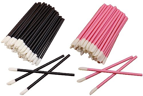 WeddHuis 100PCS Cepillos Labios,Pinceles Desechables Cepillo de Labios Desechable Cepillo,Aplicador Labial Desechable Pintalabios Varitas de Maquillaje (Negro)