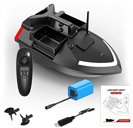 Lixada Futterboot Ferngesteuert 500m Ferngesteuert Köderboot Dual Motor Fish Finder 2KG Ladeunterstützung Automatische Kreuzfahrt/Rückkehr/Routenkorrektur mit Nachtlicht-Blinker zum Angeln