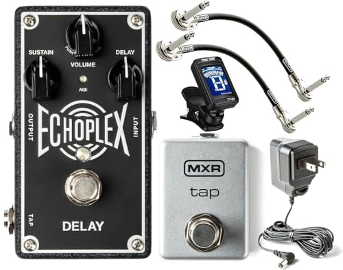 Echoplex EP103 Delay Pedal by Dunlop EP-3 Tape Echo With Tonebird Bundle Featuring MXR M199 Tap Tempo Switch, 2 Patch Cables, Chromatic Tuner