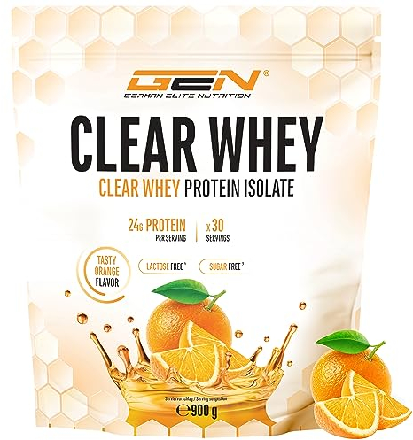 Clear Whey Isolate Proteinshake - Fruchtig & erfrischender Eiweiß-Shake - Hochwertiges Molkenprotein-Isolat (900g, Fresh Orange)