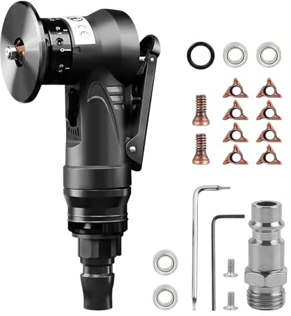 Máquina de biselado neumática 2 en 1, mini herramienta de biselado de aire, herramienta de biselado neumático, esquina de arco de 45 grados para recorte y desbarbado de metal (inserciones de ángulo 8R