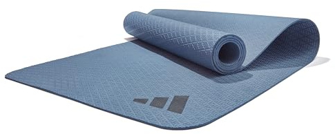 Adidas Tappetino da yoga da 4 mm, in materiale riciclato al 50%, privo di PVC, superficie antiscivolo e strutturata (176 x 61 cm) per una perfetta aderenza durante lo yoga (Preloved Ink)
