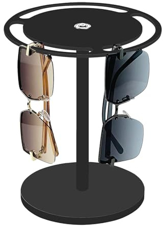 Soporte para Gafas de Sol, 360º Girar Organizador de Gafas de Sol, Estante para Gafas, Expositor Gafas de Sol con Patas de Goma Antideslizantes, para Tocadores, Mesitas de Noche, Escritorios - Negro