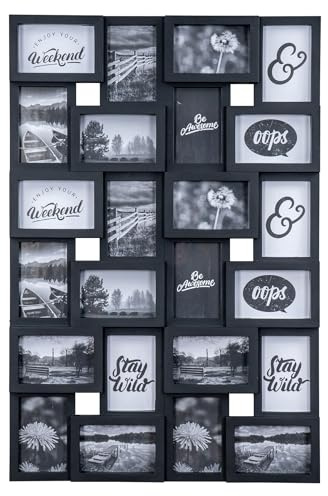 Bildram collage 24 foton 10 x 15 cm svart fotoram collage galleri väggdekoration fotogalleri