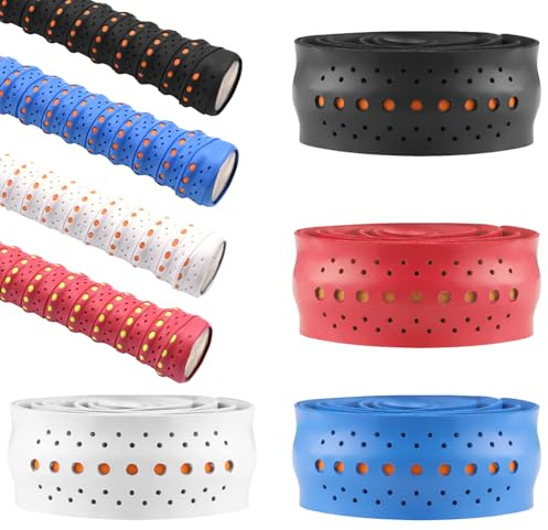 Prmape 4 Piezas Over Grip Raqueta Tenis, Cinta de Agarre para Raqueta de Tenis, Grip Padel Antideslizante, Tenis Grip para Tenis Bádminton Squash Racketball Raqueta y caña de Pescar