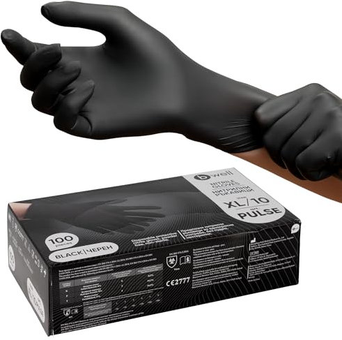 B-well PULSE 100x Box Nitrilhandschuhe, Einweghandschuhe, Einmalhandschuhe, Untersuchungshandschuhe, Nitril Handschuhe, puderfrei, ohne Latex, unsteril, latexfrei, disposible gloves (L, 100, stück)
