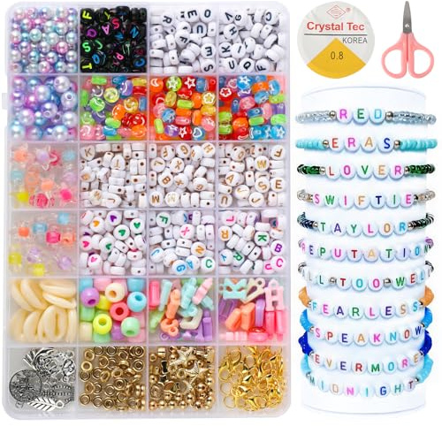 KITDAHOM pärlor för armband – 24 färger gör-det-själv-pärlor – perfekt för armband och halsband, kreativ presentidé för födelsedagsfester