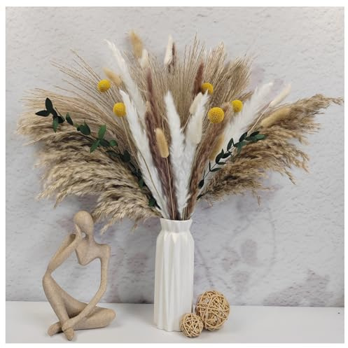 Pampasgräs, torkade blommor, dekoration, torra blommor, bukett, pampasgräsbukett, vassblomma, dekoration, perfekt för boho, vardagsrum, sovrum (SP02)