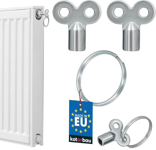 KOTARBAU® 2 Pièces Clé Purge Radiateur - ZnAl - Argent - Clé De Purge Pour Radiateur - Universelle Avec Porte-Clé - Accessoire Plomberie