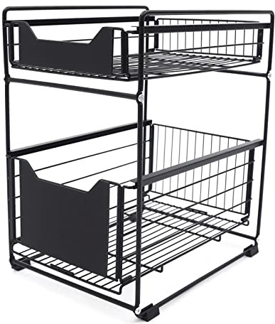 Armario de cocina de 2 niveles, telescópico, cajón de cocina extraíble, para armario, fregadero, estante para cajones, para dormitorio, cocina