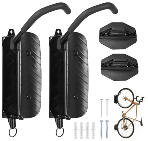Dcceeo 2 Paquete Soporte Bicicletas Pared Giratorio, Soporte Vertical de Pared Giratorio para Bicicletas, MTB y Bicicleta de Carretera Soporte Bicicleta Pared Giratorio Vertical para Garaje/Interiores