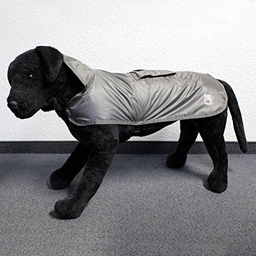 Wallace & Jones | Hundemantel Eisbär | Regenmantel | Rain Coat Pocket Dunkelgrau Rückenlänge ca. 60cm