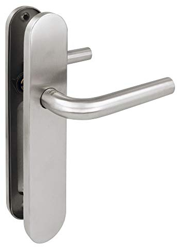 Arcos Amig - Juego de Manillas con Placa para Puertas - Mod. 4PX - 136 x Ø19 mm - Cuadradillo de 8 mm - Diseño Elegante y Sencillo - Acero inoxidable 18/8 Plateado Mate