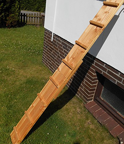 Jennys Tiershop 2 Meter! Katzenleiter/Katzentreppe mit einem Verbinder für Balkon, extra Breit! Mit gr. Bügeln. 21 cm Breit! Douglasie