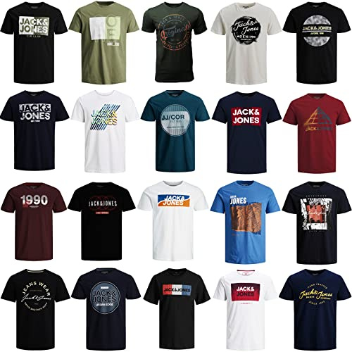 JACK & JONES T Shirt Herren 3er 6er 9er Mix Pakete Rundhals Tee Baumwollmix (9, XXXXXXL)