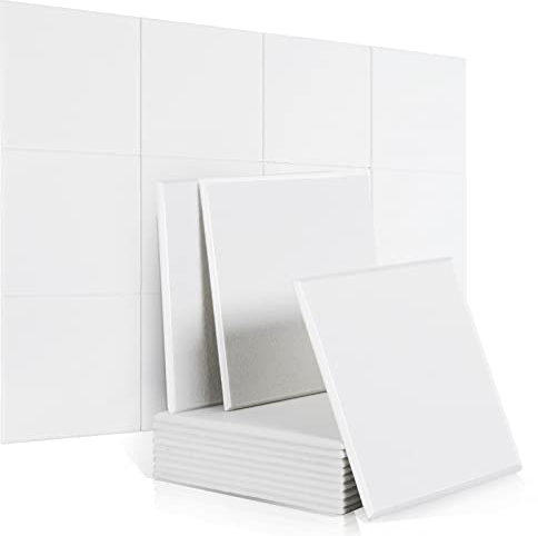 Rdutuok 12 Pack High Density Acoustic Foam Panels 30 x 30 x1 cm Beveled Edge Tiles Sound Proof Padding,Soundproof Absorption Wall Panels for Recording Room,Offices,Home and Wall Decoration(White)
