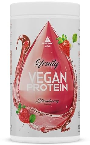 PEAK Fruity Vegan Protein - 400g Geschmack Strawberry I 20 Portionen I Clear Protein I Proteinquelle: Erbsenprotein (Pea) + Aminosäuren (BCAA) I Vegane Protein Limo mit perfekter Löslichkeit