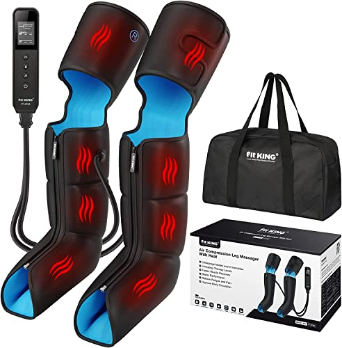 FIT KING Masajeador de Piernas Botas Presoterapia Piernas con Compresor de Calor para Piernas y Pies Relajación Muscular Ayuda a Prevenir Calambres e Hinchazón Circulación Sanguínea