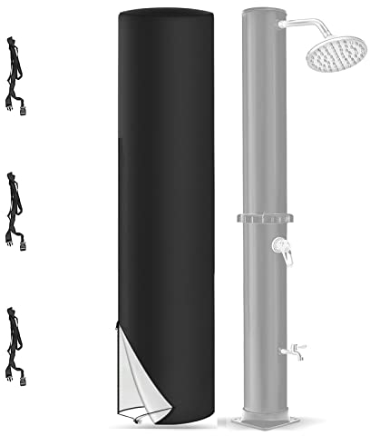 LMYDIDO 245 x 30cm Housse de protection pour douche solaire, 420D, étanche, protection UV, jardin, douche extérieure, avec cordon de serrage et poches de rangement