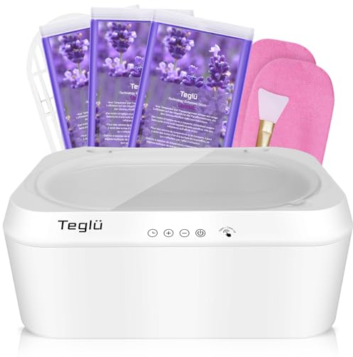 Teglu Verbesserte Paraffinbad für Hände und Füße 4L Automatischer Deckelöffnung, Paraffin Wachsbad mit 3x450g Paraffinwachs, Paraffinbad Set 200W, FHC-2222, Weiß