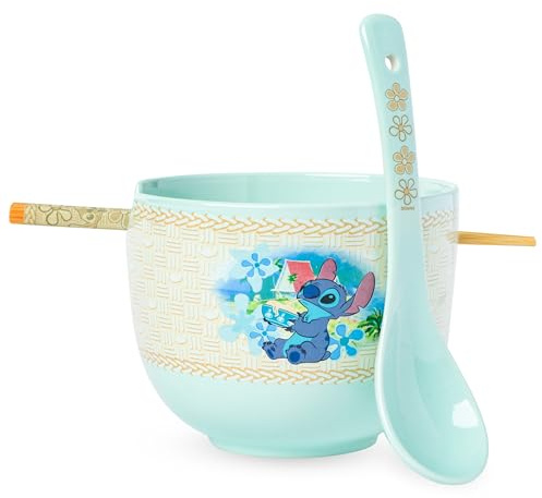 Silver Buffalo Lilo and Stitch Tropic Set, Ramen Bowl with Chopsticks, 20oz