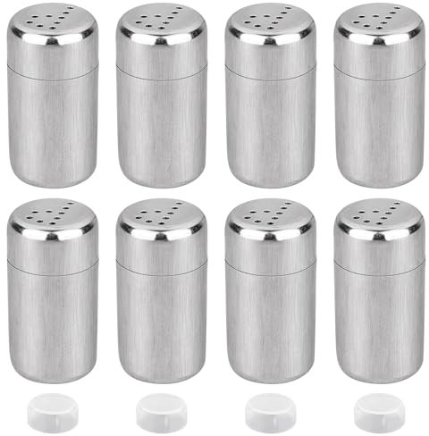 8 mini saliera da 5 ml con coperchio, spargisale per campeggio, sale in acciaio inox, adatto per ristoranti, campeggio e barbecue all'aperto