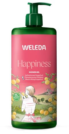 WELEDA Bio Happiness XXL Gel doccia vegano – Cosmetico naturale Aroma Shower doccia per donne e uomini con pompelmo, mandarino e lime, sapone naturale per la cura della pelle con erogatore di pompa (1