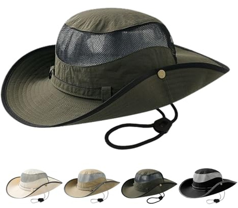 AYPOW Sombrero de Pescador Unisex Protección UV, Sombrero de Sol ala Ancha Plegable, Ligero Bucket Hat Transpirable Sombrero de Verano, Mujer Hombre Gorro Pescador Exteriores para Safari Trekking