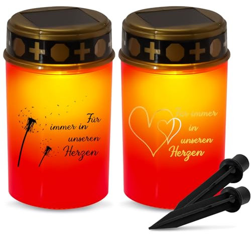 Lanterna solare da tomba a LED, con sensore crepuscolare, lampada da terra IP44, lampada da tomba a LED, resistente alle intemperie, per esterni, colore rosso A)