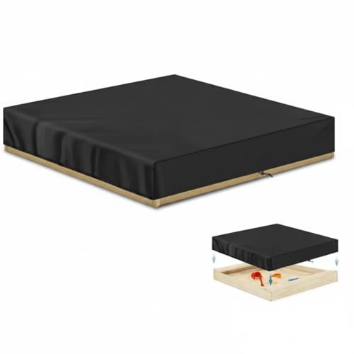 Sandkasten Abdeckung 125 x 125 x 20 cm, 420D-Oxford Sandkastenabdeckung Wasserdicht UV-Schutz Sandkasten Hülle mit Kordelzug & elastischem Band, Abdeckplane für Sandkasten Außenpool