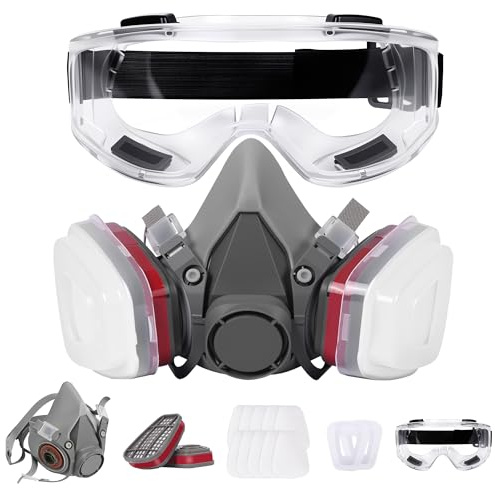 Bliphant Masque Anti Poussiere avec Cartouche, Masque de Protection Respiratoire Réutilisable, Masque a Gaz pour Peinture, Chantier, Travaux, Phytosanitaire, Résine Époxy, Ponçage, Bricolage