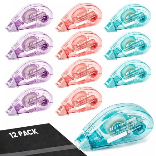 Huwaovi 12 Piezas Rodillo Adhesivo para Fotos Doble Cara Autoadhesivo, 6mmx6m Rodillo Adhesivo Souris, Accesorios Scrapbooking Pegamento para Álbum de Fotos, Tarjetas, Diario, Escuela, Oficina