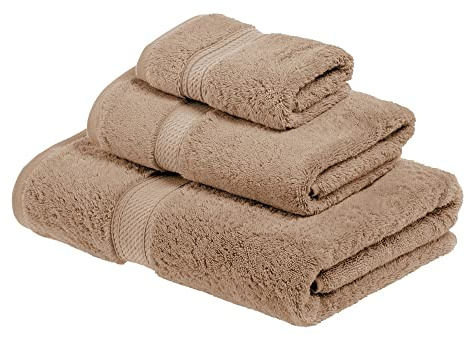 Superior - Set di Asciugamani, Cotone, caffellatte, 900 g, 3 Pezzi