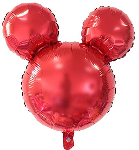 Globo de Foil Mouse - 10 Colores - Ø 45 cm - Decoración para Fiesta de Cumpleaños Niños - Mickey Figurín Globo de Aire de Helio Decoración Anagrama Ratón Regalo Fiesta Infantil Divertida (Rojo)
