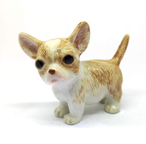 ZOOCRAFT Chihuahua Dog Ceramic Figurine Funny Standing Hand Painted Porcelain Collectible