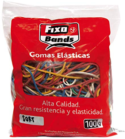 Fixo 145099 Paquet d’élastiques multicolores de tailles assorties.