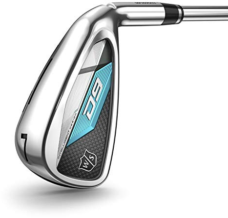 Wilson Staff Golfschläger-Eisensatz, D9, Für Damen, 7-PW, SW, L-Flex, Für Rechtshänder, Schaft aus Graphit, 5-teilig, Silber/Blau, WGR200012