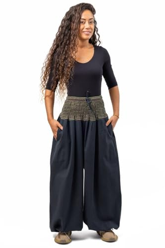 FANTAZIA Pantaloni elastici a sbuffo misti Mia - Taglia unica Nero, Nero e cachi, XXXL