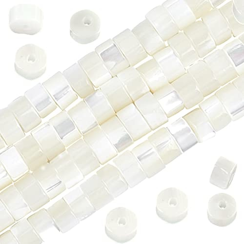 NBEADS 352pz Natural Trochid Shell/Trochus Shell Beads, 3.5~4mm Perle di Perle d'Acqua Dolce A Colonna Naturale per Artigianato Fai-da-Te Che Fanno Gioielli, Bracciali, Collane, Orecchini, Bianco