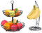 Cubesu Obst Etagere 2 Etagen inkl. Bananenhalter - Etagere Obst für mehr Platz in der Küche - Obstschale Etagere 2-stöckig - dekorativer Obstkorb