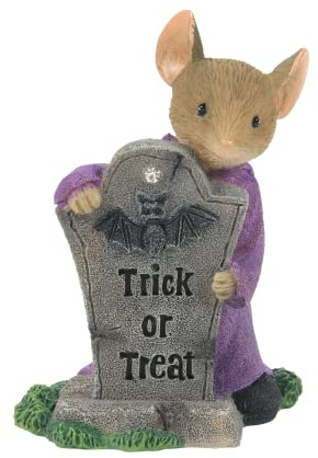 Enesco Tails with Heart Halloween Hide and Scream Mouse Behind Gravestone Figurine, 2 Inch, Multicolor